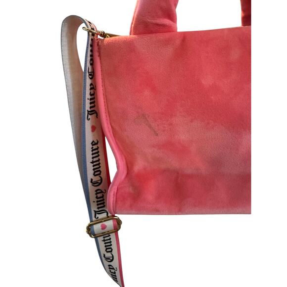 Juicy Couture Pink Velour Tote Crossbody Logo Bag Y2K - Picture 6 of 16